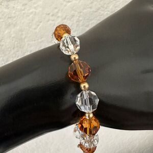 Orange and clear crystal beaded bracelet